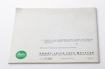 Leica Bedienungsanleitung für Leicaflex SL