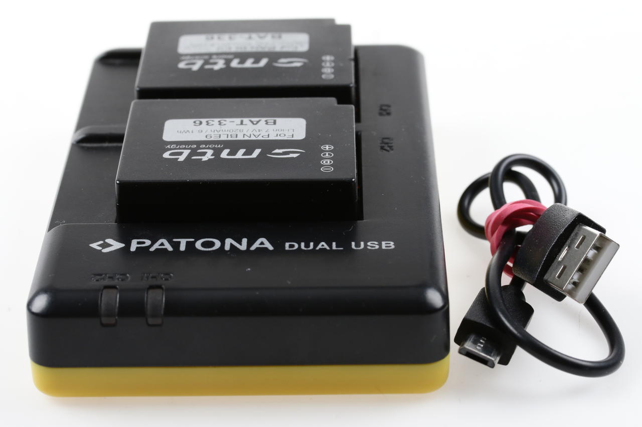 Pantona Ladegerät für Panasonic BL-E9 Akku mit 2x Akku