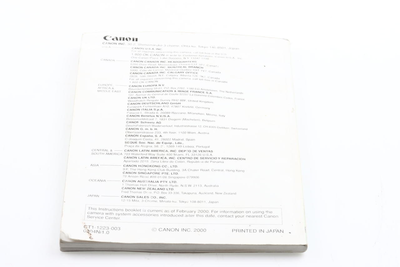 Canon EOS-1 V / EOS-1 V HS Instructions English Edition