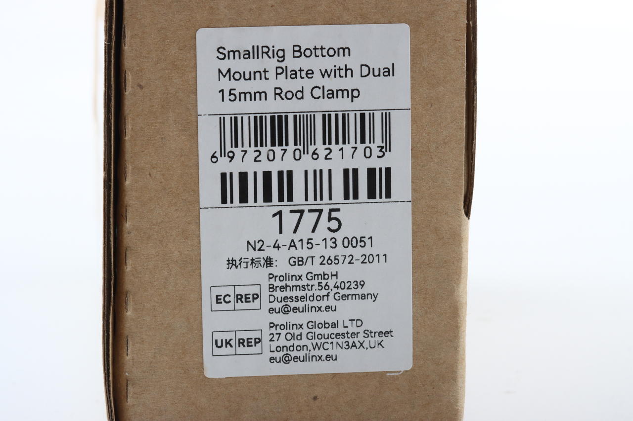 SmallRig 1775 Montageplatte mit 15mm-Rodklemmen