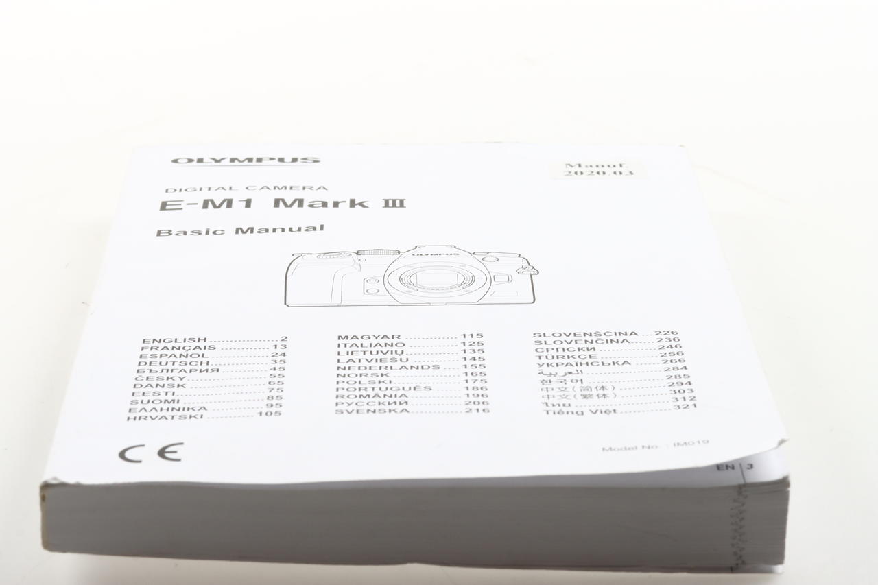 Olympus E-M1 Mark III Digital Camera Basic Manual (mehrsprachig)
